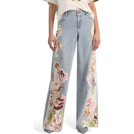 ALICE + OLIVIA ALICE + OLIVIA Amazing Floral Appliqué Baggy Jeans