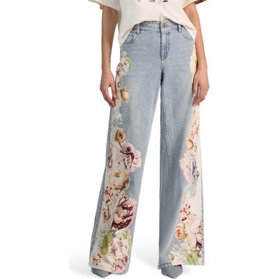 ALICE + OLIVIA ALICE + OLIVIA Amazing Floral Appliqué Baggy Jeans