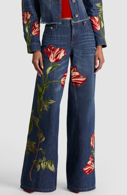 Alice + Olivia Alice + Olivia Amazing Low Rise Baggy Wide Leg Embroidered Jeans