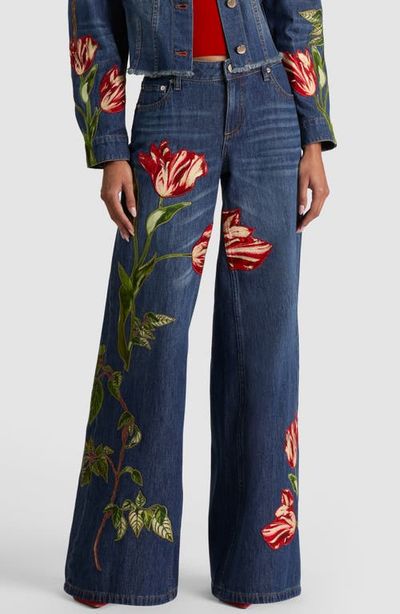 Alice + Olivia Alice + Olivia Amazing Low Rise Baggy Wide Leg Embroidered Jeans