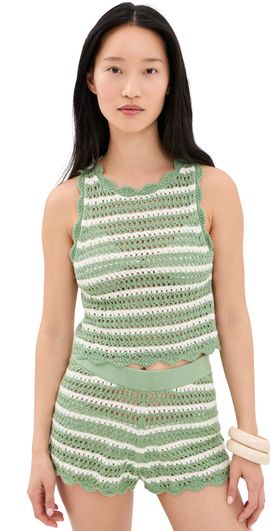 ALICE + OLIVIA ALICE + OLIVIA Amity Pointelle Tank Sage/Soft White