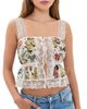 ALICE + OLIVIA ALICE + OLIVIA Annabeth Square Neck Top Desert Springs Vanilla - 1