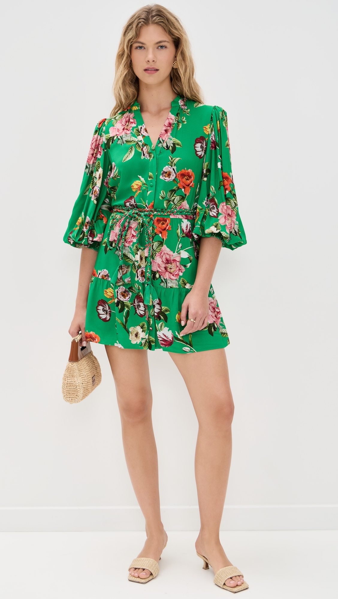 antonette long sleeve button front mini dress ANTONETTE MINI DRESS in MAGIC GARDEN GRADIENT