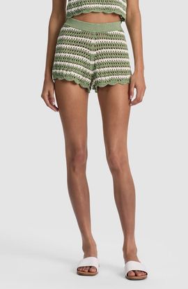 ALICE + OLIVIA ALICE + OLIVIA Bobbi Stripe Crochet Cotton Shorts