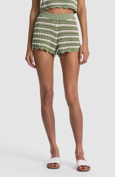 Alice + Olivia Alice + Olivia Bobbi Stripe Crochet Cotton Shorts