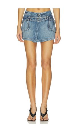 Alice + Olivia Alice + Olivia Brandy Denim Cargo Mini Skirt