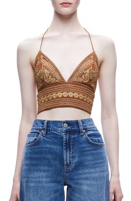 Alice + Olivia Alice + Olivia Carli Beaded Embroidered Halter Bra Top