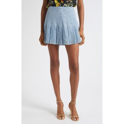 ALICE + OLIVIA ALICE + OLIVIA Carter Pleated Denim Miniskirt