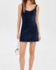 ALICE + OLIVIA ALICE + OLIVIA Charlotte Scoop Neck Fitted Velvet Mini Dress Midnight Blue - 5