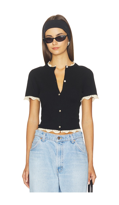 Alice + Olivia - Ciara Shortsleeve Cardigan With Trim