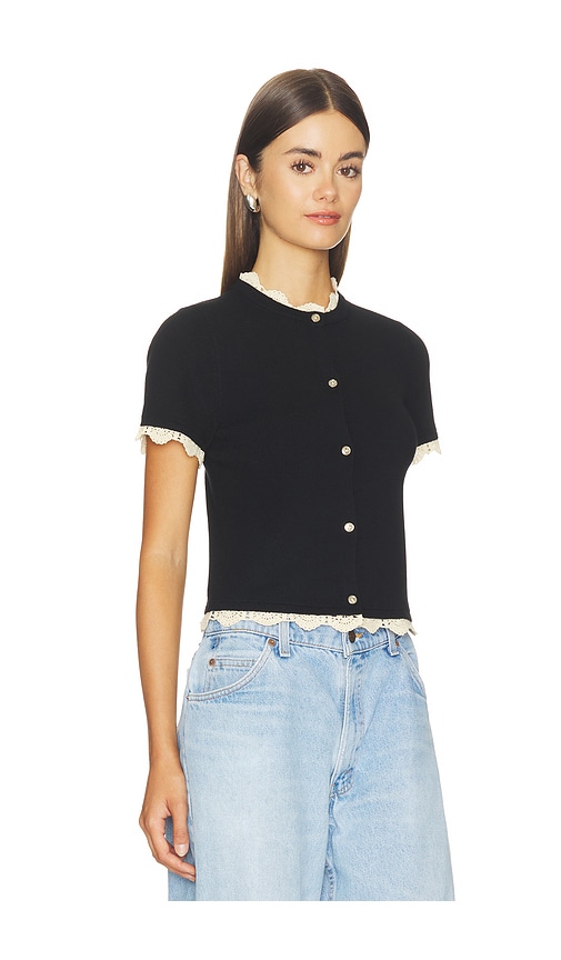 Alice + Olivia - Ciara Shortsleeve Cardigan With Trim