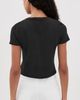 ALICE + OLIVIA ALICE + OLIVIA Cindy Embellished Cropped Tee with Cutouts Black/Silver Crystal - 3