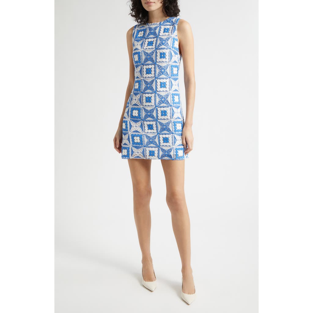 Alice + Olivia Alice + Olivia Clyde Embroidered Patchwork Sleeveless Shift Dress