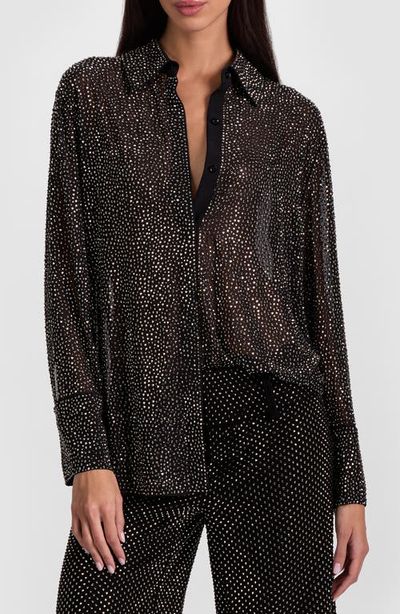 ALICE + OLIVIA ALICE + OLIVIA Crystal Detail Button-Up Shirt