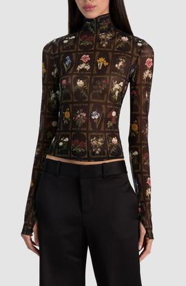 ALICE + OLIVIA ALICE + OLIVIA Delaina Printed Turtleneck Top