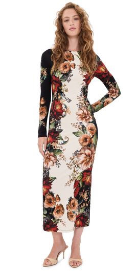 ALICE + OLIVIA ALICE + OLIVIA Delora Midi Dress Floral Radiance