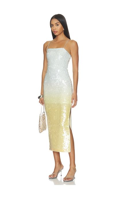 Alice + Olivia Alice + Olivia Delora Sequin Strapless Midi Dress
