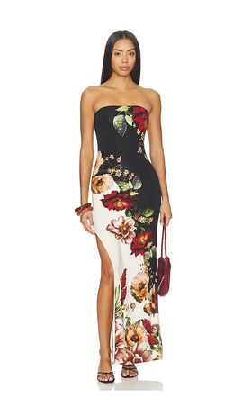 Alice + Olivia Alice + Olivia Delora Strapless Cutaway Side Slit Maxi Dress