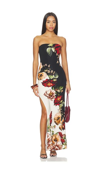 Alice + Olivia Alice + Olivia Delora Strapless Cutaway Side Slit Maxi Dress