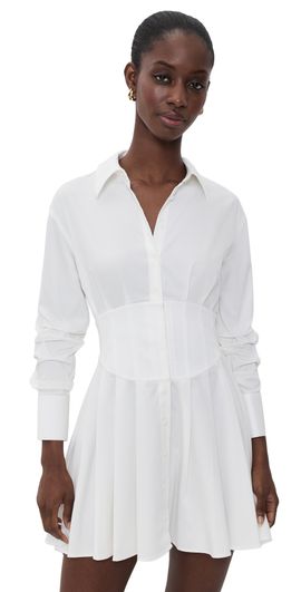 ALICE + OLIVIA ALICE + OLIVIA Edie Corset Button Down Mini Dress Off White