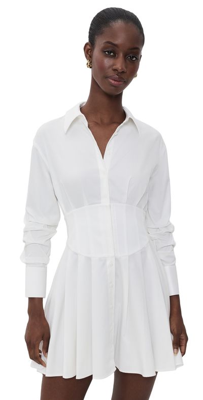ALICE + OLIVIA ALICE + OLIVIA Edie Corset Button Down Mini Dress Off White