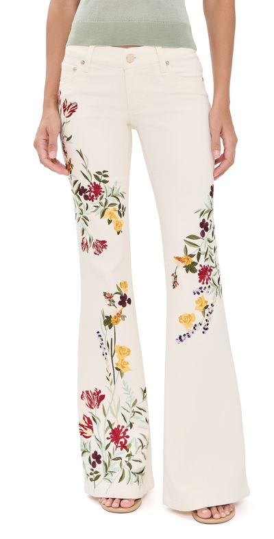 ALICE + OLIVIA ALICE + OLIVIA Emryn Embroidered Jeans Vanilla Multi
