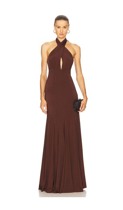 Alice + Olivia Alice + Olivia Evelina Halter Maxi Dress
