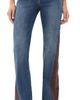 ALICE + OLIVIA ALICE + OLIVIA Faux Leather Godet Flare Jeans Georgetta Vintage Blue/Dk Choc - 1