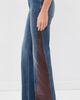 ALICE + OLIVIA ALICE + OLIVIA Faux Leather Godet Flare Jeans Georgetta Vintage Blue/Dk Choc - 4