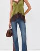 ALICE + OLIVIA ALICE + OLIVIA Faux Leather Godet Flare Jeans Georgetta Vintage Blue/Dk Choc - 5