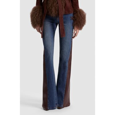 ALICE + OLIVIA ALICE + OLIVIA Faux Leather Godet High Waist Flare Jeans