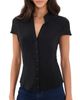 ALICE + OLIVIA ALICE + OLIVIA Freya Fitted Cap Sleeve Button Down Blouse Black - 1