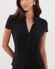 ALICE + OLIVIA ALICE + OLIVIA Freya Fitted Cap Sleeve Button Down Blouse Black - 2