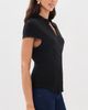 ALICE + OLIVIA ALICE + OLIVIA Freya Fitted Cap Sleeve Button Down Blouse Black - 4