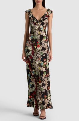 ALICE + OLIVIA ALICE + OLIVIA Gemma Ruffle Hem Midi Dress