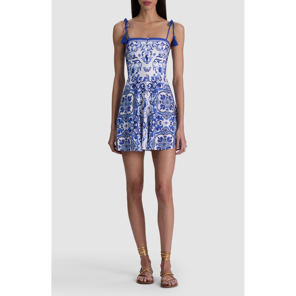 Alice + Olivia Alice + Olivia Glinda Tassel Strap Linen Blend Minidress