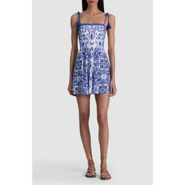 Alice + Olivia Alice + Olivia Glinda Tassel Strap Linen Blend Minidress
