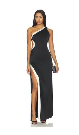 Alice + Olivia Alice + Olivia Gwendolyn Asymmetrical Cutout Midi Dress With Hardware Detail