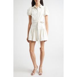 Alice + Olivia Alice + Olivia Henrietta Tie Belt Faux Leather Tiered Mini Dress
