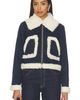 Alice + Olivia Alice + Olivia Isaiah Faux Shearling Cropped Aviator Denim Jacket - 1