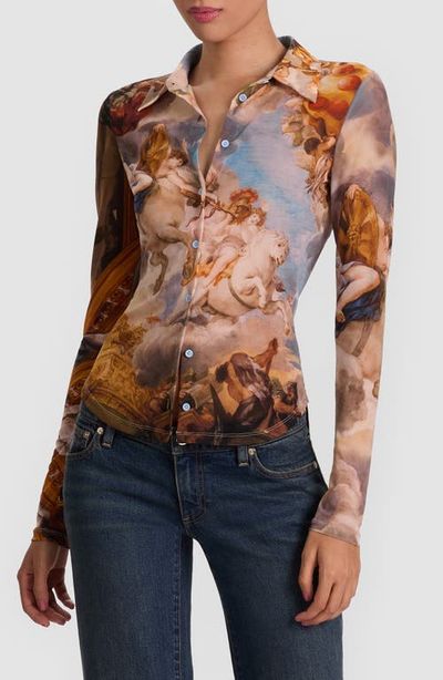 Alice + Olivia Alice + Olivia Jade Mesh Button-Up Shirt