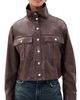 ALICE + OLIVIA ALICE + OLIVIA James Faux Leather Cropped Jacket Dark Chocolate - 1
