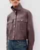 ALICE + OLIVIA ALICE + OLIVIA James Faux Leather Cropped Jacket Dark Chocolate - 2