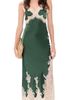 ALICE + OLIVIA ALICE + OLIVIA Julietta Cutaway Lace Trim Slip Dress Dark Fern/Biscotti - 1