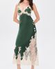 ALICE + OLIVIA ALICE + OLIVIA Julietta Cutaway Lace Trim Slip Dress Dark Fern/Biscotti - 2