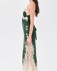 ALICE + OLIVIA ALICE + OLIVIA Julietta Cutaway Lace Trim Slip Dress Dark Fern/Biscotti - 4