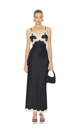 Alice + Olivia Alice + Olivia Julietta Hi Slit Lace Trim Maxi Slip Dress