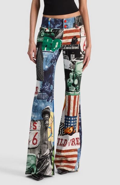 ALICE + OLIVIA ALICE + OLIVIA Kai Low Rise Flare Patchwork Jeans