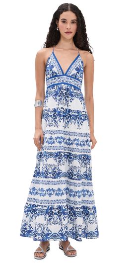 ALICE + OLIVIA ALICE + OLIVIA Karolina Smocked Waist Tiered Maxi Dress Solstice