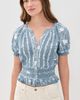 ALICE + OLIVIA ALICE + OLIVIA Kathryn Embroidered Blouse Deep Denim Blue/Vanilla - 2